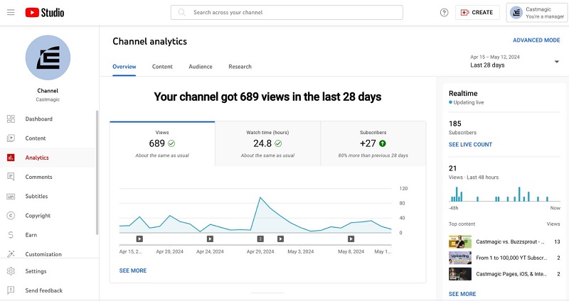 Quản lý và phân tích hiệu quả bằng YouTube Studio